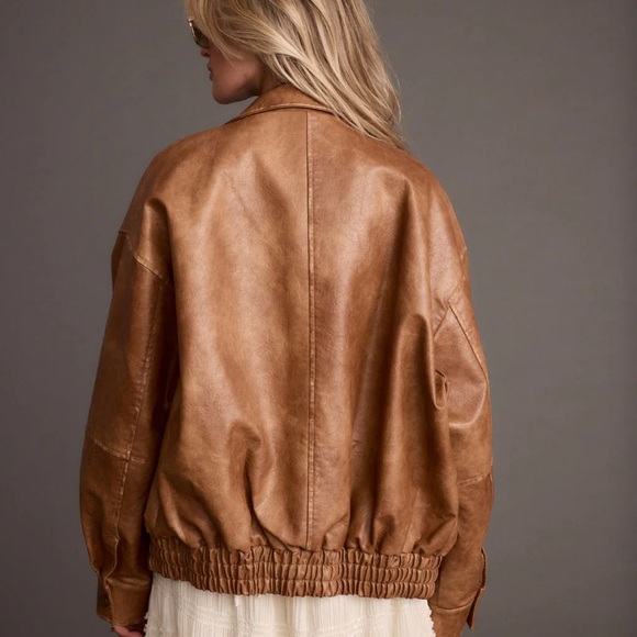 12th Tribe Brown Leather Jacket - Picture 3 of 10